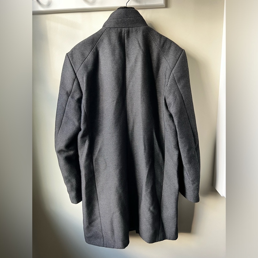 ZARA Classic Wool Cotton Blend Coat Jacket Gray Preppy Academia Luxury Fall L - Picture 3 of 11